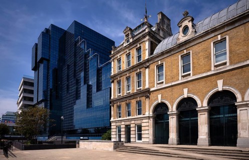 Old and modern buildings in the financial district, business district, financial district,