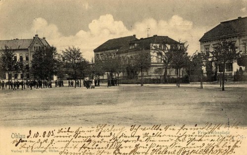 Friedrichsplatz in Ohlau, Silesia, today Olawa, Poland, in 1905, authentic reproduction of an old