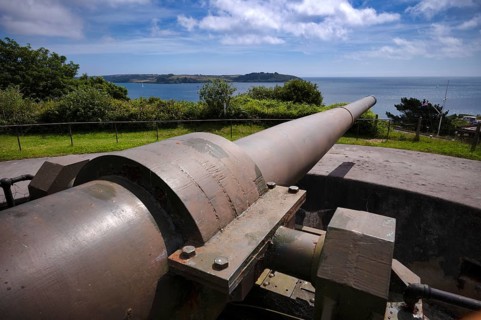 Cannon, Half Moon Battery, Fortress, Pendennis Castle, Fort, Castle, Falmouth, Cornwall, England,