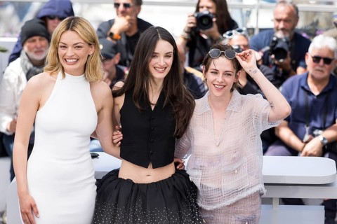 Emma Mackey, Charlotte Le Bon and Kristen Stewart photocall for Full Phil at the Palais des