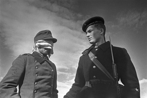 A German prisoner of war is carried away, spring 1944, Sevastopol, Ukraine Second World War. In