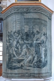Lenten hanging foot washing, painted on both sides of canvas, Kremser Schmidt painted in 1777,