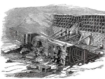 Tests of armor plates and guns in La Spezia, Italy, 1876, testing of a 100-ton gun against