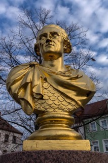 Gold-colored bust of King Frederick August the Just of Saxony, 1750-1827, Bischofswerda, Upper