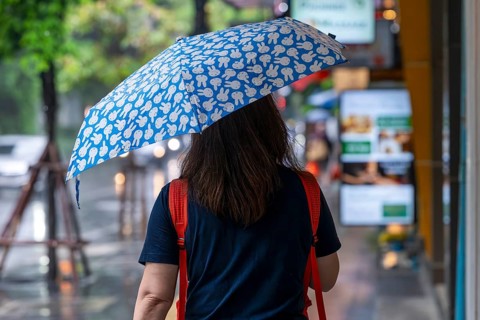 Woman with umbrella, Bangkok, Thailand