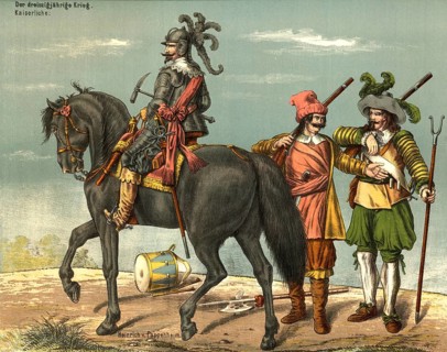 Imperial soldiers and a horseman, Gottfried Heinrich, Count of Pappenheim, from the period of the