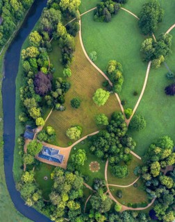 Germany, Greizer Park, Sommerpalais Greiz, Thuringia, Thuringia, aerial view, cultivated landscape,