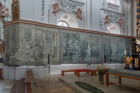 Lenten hangings painted on canvas on both sides, Kremser Schmidt painted in 1777, left chancel of