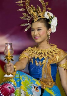 Thai lady, dancer, traditional costume, Loy Krathong festival in Krabi, island