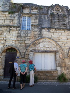 Elderly people at the oldest house in Brantôme, Dordogne department, Nouvelle-Aquitaine region,