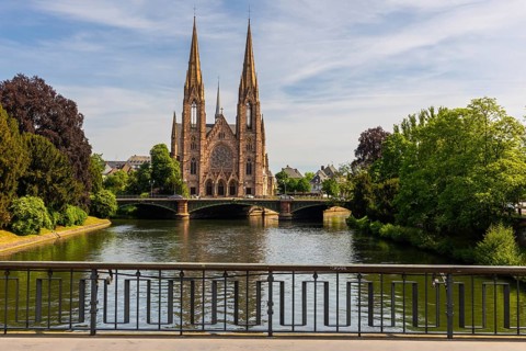 St. Paul Church, St. Paul's Church, Ill, water, bridge, Strasbourg, Alsace, France