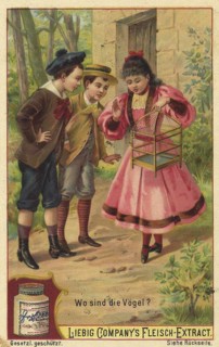 Picture series Search game puzzles, scene with the empty cage and the question Where are the