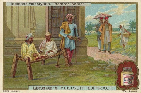 Picture series Indian folk types, India, beggars in India and other people in the background,