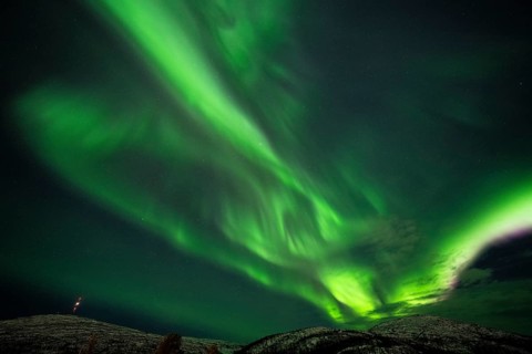 Northern Lights (Aurora borealis), Gällivare, Norrbotten, Lapland, Sweden, October 2022