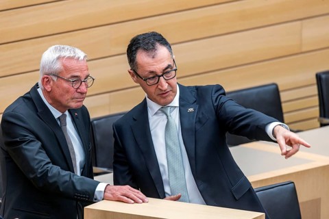 During a break in the session: left Thomas Strobl, CDU, President of the State Parliament, right