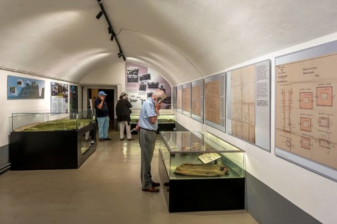Visitors with audio guides at Fort Eben-Emael, Belgian WW2 fortress neutralized by German