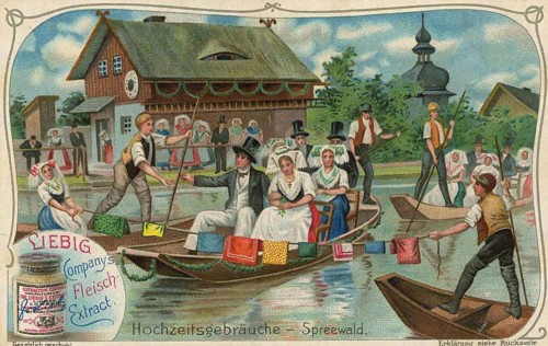 Picture series wedding customs, a traditional wedding party in Swiss costumes, wedding procession