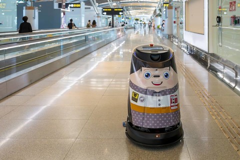 Airport building vacuum robot, Bangkok, Thailand