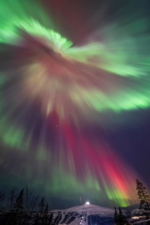 Northern Lights (Aurora borealis), Gällivare, Norrbotten, Lapland, Sweden, December 2024