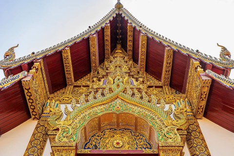 Gilded roof of the Wat Phra That Doi Kham Buddhist temple complex, Chiang Mai, Thailand