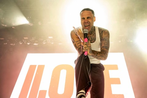 Singer Jason Aalon Butler from the US post-hardcore band Letlive on the Orbit Stage during the Rock