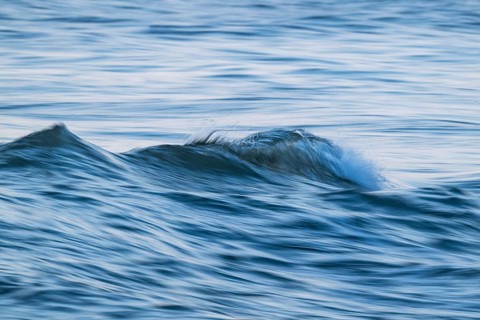 Wave, blue hour, long exposure, Houvig Beach, North Sea, Denmark