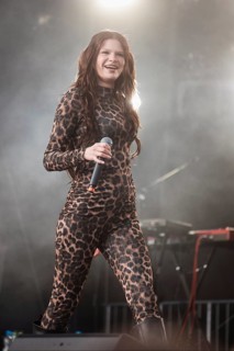Singer Ikkimel performing at the opening of CSD Berlin 2006 on 24.07.2026 at the Brandenburg Gate