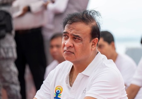 Assam Chief Minister Dr. Himanta Bishwa Sarma arrives to participate in a mass yoga session