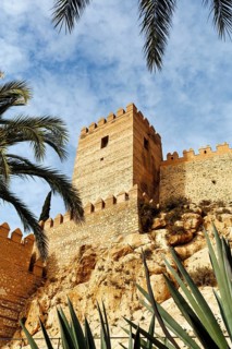 Alcazaba of Almeria, historic Moorish fortress, citadel, succulents, Cabo de Gata-Nijar Natural