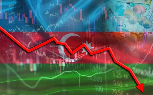 Azerbaijan financial fall on economy market. Azerbaijani financial crisis on economic graph