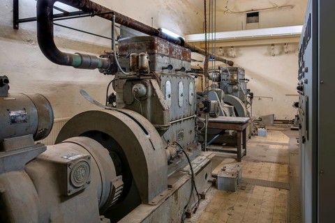 Generator room inside Fort Eben-Emael, Belgian WW2 fortress neutralized by German paratroopers