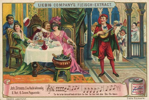 Johann Strauss picture series, scene from Act 2 of the operetta A Night in Venice. Illustration