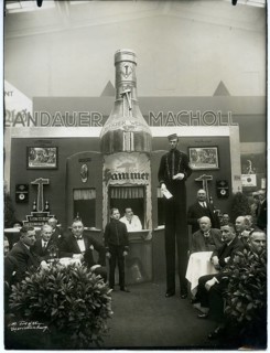 Trade exhibition, Berlin, Landauer Macholl stand from Heilbronn, brandy hammer, advertisement,