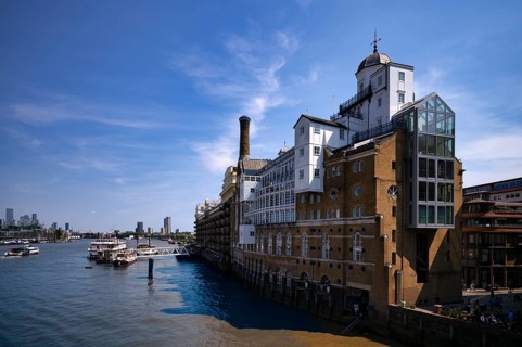 Thames, view from Tower Bridge to Butler's Wharf, London, England, Great Britain, Great Britain