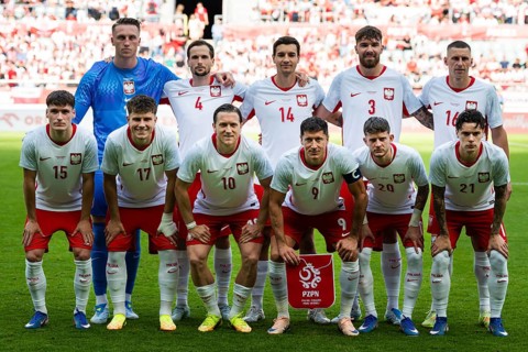 WROCLAW, POLAND, MAY 31, 2026: Friendly football match Poland vs Ukraine. Team of Poland from left