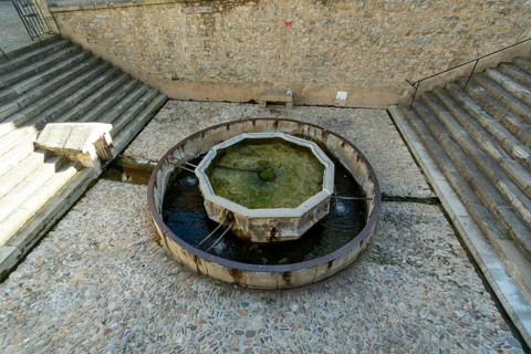 Villefranche de Rouergue. City of Art and History. Fountain du Griffoull, Aveyron. Occitanie.