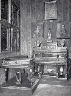 Campaign desk by Napoleon I, Chateau de la Malmaison, 1885, France, illustration, reproduction from
