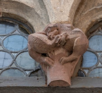 Figure at Church of Our Lady, Hauptmarlkt, Middle Franconia, Bavaria, Germany