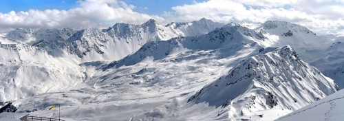 Mountain panorama near Arosa, Weisshorn Peak, highest mountain near Arosa, Switzerland