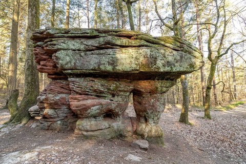 The Teufelsküche rock formation in the Palatinate Forest near Hinterweidenthal,