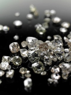 Many valuable diamonds, some rough, some cut, for further processing for the jewellery industry