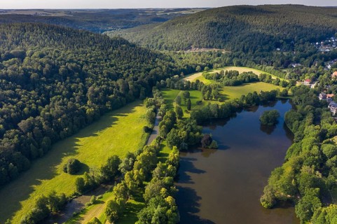 Germany, Greizer Park, Thuringia, Aerial View, Cultivated Landscape, Cultural Monument, Landscape,