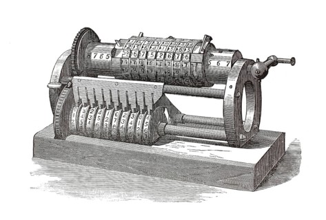 Mechanical calculator by George B. Grant from 1877. Manually operated addition and multiplication