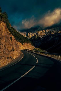 Hahntennjoch pass road in Tyrol in Lechtal, Austria