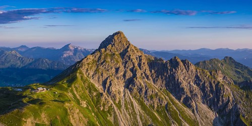 Sunrise, Fiderepassütte and Hammerspitze, 2260m, Allgäu Alps, Allgäu, Bavaria, Germany