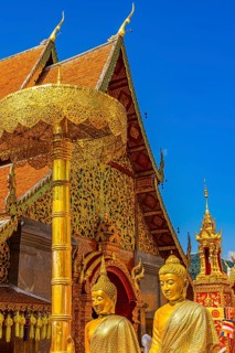 Gilded Buddha figures, Wat Phra That Doi Suthep temple complex, Chiang Mai, Thailand