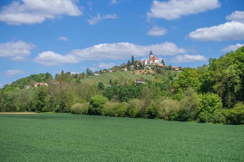 View of the parish church, Sankt Anna am Aigen, Styria, Austria