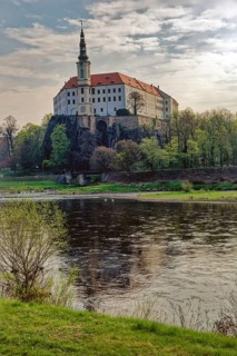 Decín Castle, Tetschner Castle on the Elbe, Morgenstimmung, Decin, Dechen, Bohemia, Czech Republic,