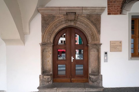 Renaissance portal of the Silesian Museum, Görlitz, Upper Lusatia, Saxony, Germany