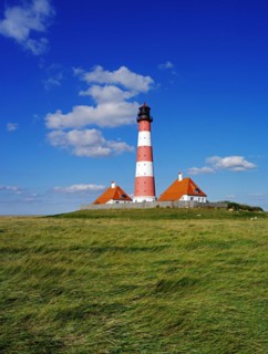 The lighthouse of Westerhever, Westerheversand, Germany, Schleswig-Holstein, St. Peter Ording,